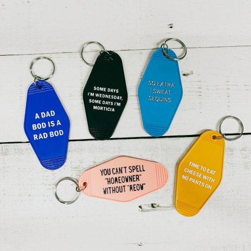 A Dad Bod is a Rad Bod Motel Style Keychain in Blue Body Positivity Themed Funny Key Tag Gift for Him 7