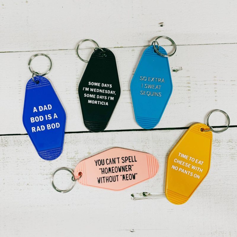 A Dad Bod is a Rad Bod Motel Style Keychain in Blue Body Positivity Themed Funny Key Tag Gift for Him 7