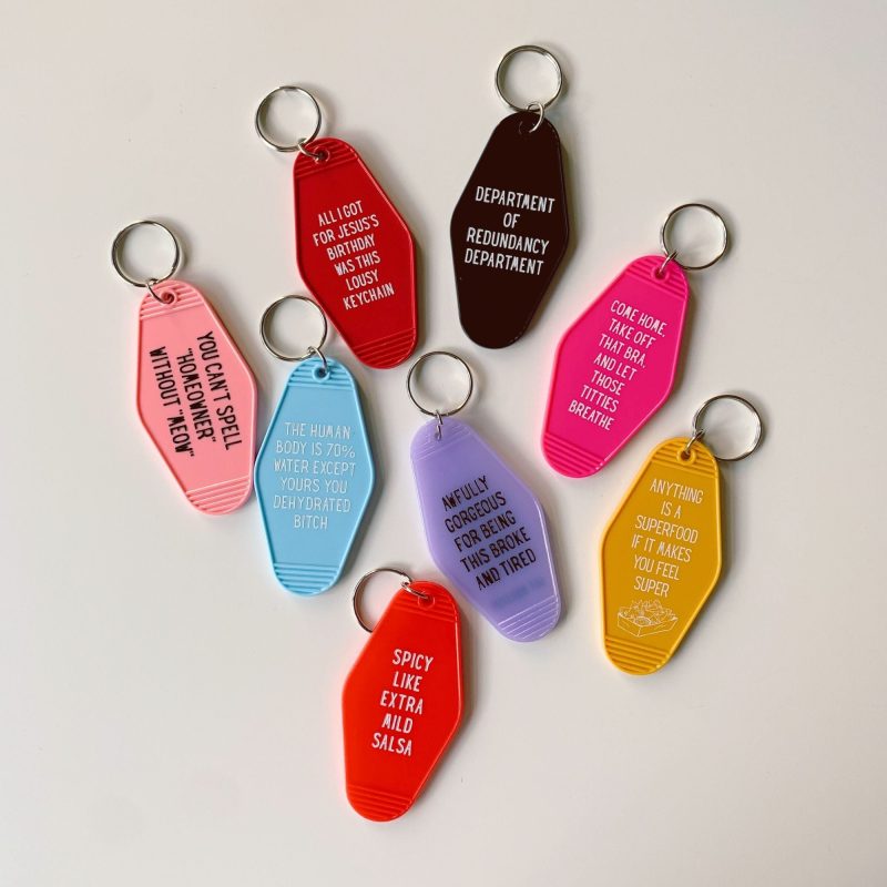 All I Got For Jesuss Birthday Christmas Motel Style Keychain in Red 11