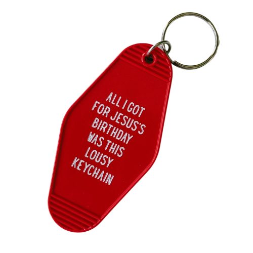 All I Got For Jesuss Birthday Christmas Motel Style Keychain in Red 6