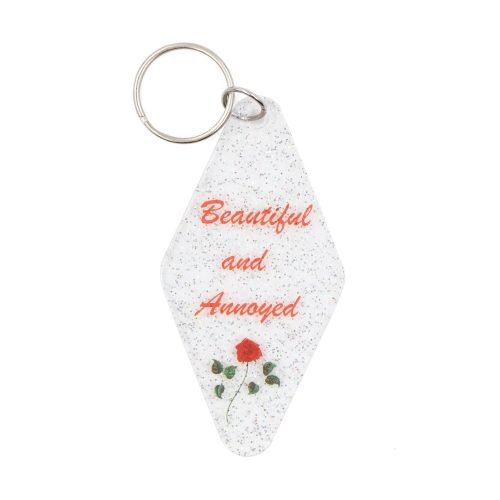 Beautiful and Annoyed Motel Style Key Tag Keychain in Transparent Glitter 3 15a6f068 df1e 45f4 8a67 96fc10d514e8