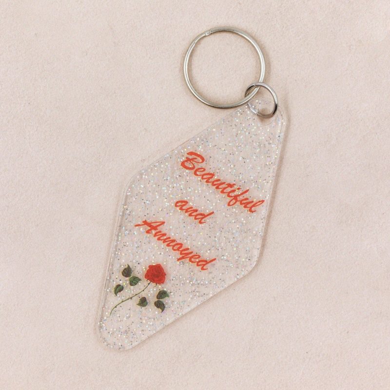 Beautiful and Annoyed Motel Style Key Tag Keychain in Transparent Glitter f6fa4c23 1ea0 4989 9db5 baf47a87b04d