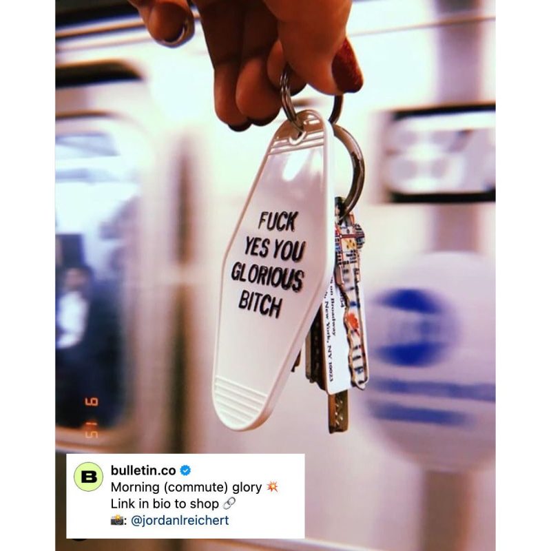 Fuck Yes You Glorious Bitch Motel Style Keychain in White 2 e24e4fe9 7f9d 465f ba61 535a3289c018