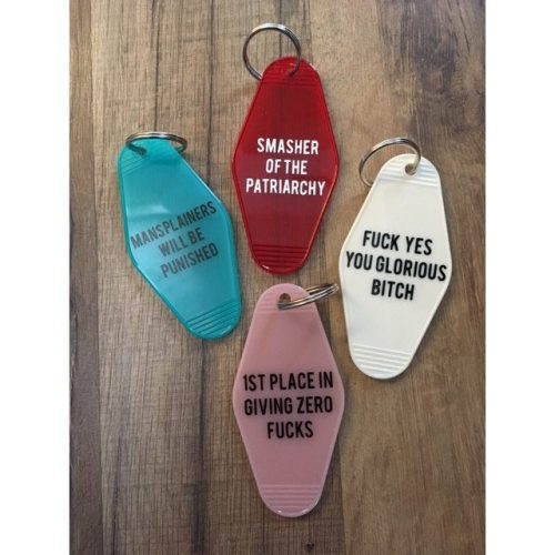 Fuck Yes You Glorious Bitch Motel Style Keychain in White 9