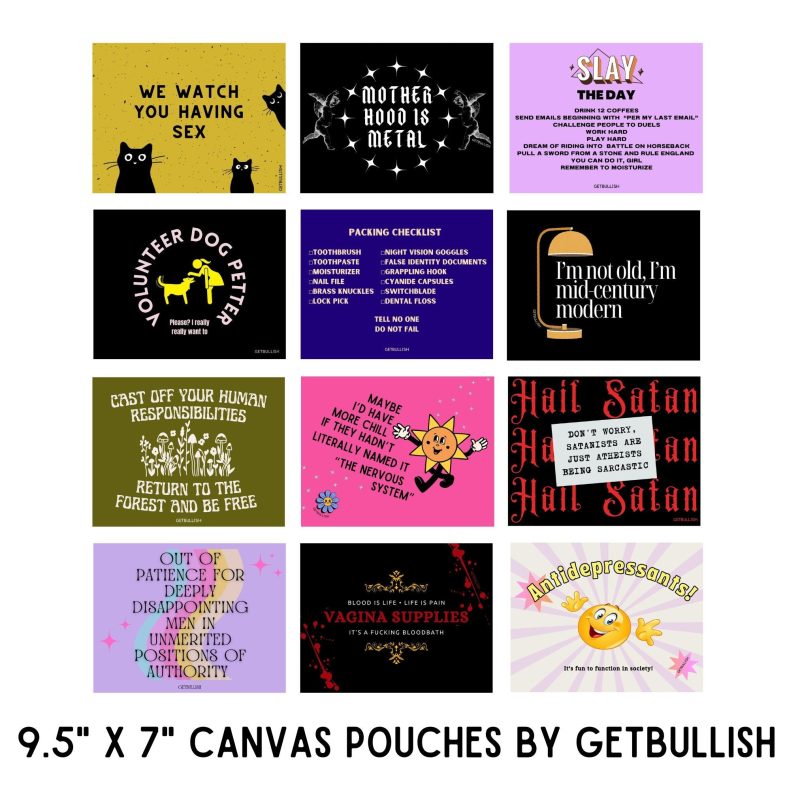 GetBullish Motherhood is Metal Canvas Zipper Pouch 9 5 x 7 Cosmetics Bag or Pencil Case 5