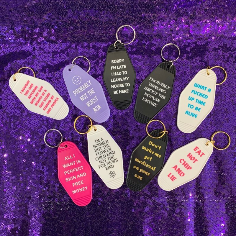 Probably Not the Worst Mom Motel Style Keychain in Purple 10