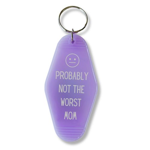 Probably Not the Worst Mom Motel Style Keychain in Purple 4