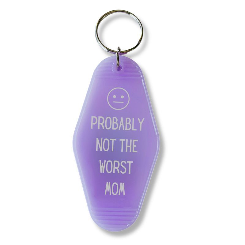 Probably Not the Worst Mom Motel Style Keychain in Purple 4