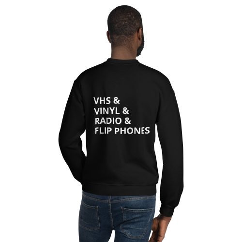 unisex crew neck sweatshirt black back 6723fec6afc39